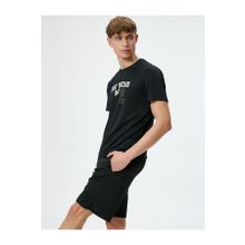 Koton 4SAM10024NK 999 Siyah Jersey Polyester Kısa Kollu Erkek T-shirt