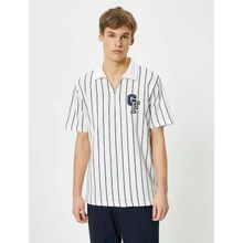 Koton 4SAM10100MK Beyaz Çizgili Erkek T-shirt
