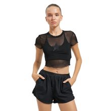 Koton 4WAK10092NK Siyah Tül Detaylı Kadın T-shirt