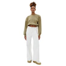 Koton 4WAL10107IK Desenli Yuvarlak Yaka Düz Haki Kadın Sweatshirt