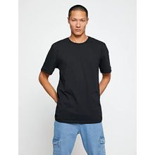 Koton 999 Erkek Siyah Basic Bisiklet Yaka Kol Detaylı T-shirt