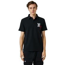 Koton 999 Erkek Siyah Kolej Polo Yaka Düğme Detaylı İşlemeli T-shirt