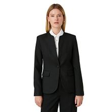 Koton 999 Kadın Siyah Blazer Yuvarlak Yaka Tek Düğmeli Ceket