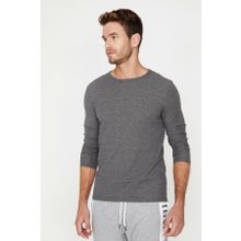 Koton 9KAM12160OK Gri Bisiklet Yaka Erkek T-shirt