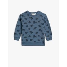 Koton Baskili Pamuklu Bisiklet Yaka Uzun Kollu Sweatshirt 1YMB18207ZK