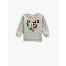 Koton Erkek Slogan Baskili Uzun Kollu Bisiklet Yaka Sweatshirt Yeşil 1KAM71602LK660XXL