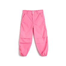 Koton Kız Çocuk Normal Bel Cep Detaylı Kumaş Detaylı Paçası Lastikli Pantolon, Pembe, 4/5 Yaş