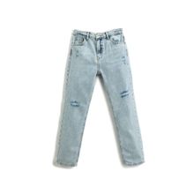 Koton LIN Kız Çocuk Açık İndigo Normal Bel Düz Paça Boyfriend Jean Pamuklu Kot Pantolon