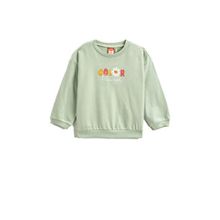 Koton MNT Kız Bebek Nane Yeşili Arkası Çiçek Baskılı İşleme Detaylı Şardonlu Sweatshirt