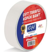 Kraf 5025G 25 mm x 5 mt Çift Taraflı Köpük Bant