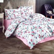 Kristal Krizantem Pembe Ranforce Pamuklu 200x220 cm Çift Kişilik Nevresim Takımı