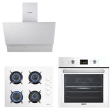 Kumtel B66-S2 DDT - KO-40TAHDF - DA6-835 Beyaz Cam Ankastre Set