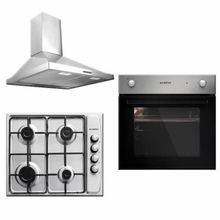 Kumtel KO-A6S2 58 lt Gri Ankastre Fırın + KO-410 BF Inox Ankastre Ocak + DP6S Piramit Inox Piramit Davlumbaz 3'lü Ankastre Set