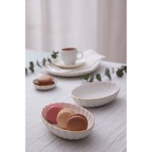 Kütahya Porselen Bone Luz Form 2 Parça 15 cm Altın File Oval Kase
