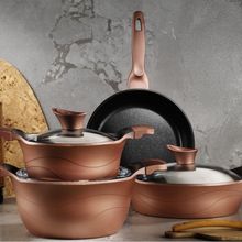 Kütahya Porselen Lidya Granit Efekt Rose Gold 7 Parça Tencere Seti