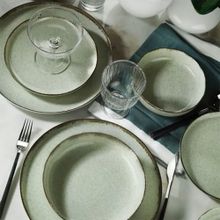 Kütahya Porselen Pearl Moderna 24 Parça Yeşil Yemek Seti