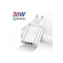 Kuulaa QC3.0+PD 30 W 3 USB Girişli Dijital Ekran Hızlı Şarj Başlığı