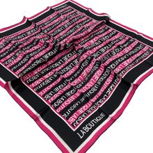 La Boutique 1631-07 Pembe Harf Desenli Sura İpek Eşarp