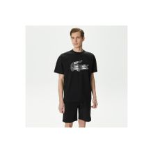Lacoste Siyah Erkek Relaxed Fit Bisiklet Yaka Baskılı T-shirt