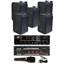 Lastvoice Black Large Paket-4 Hoparlör ve Anfi Anons Ses Sistemi Seti