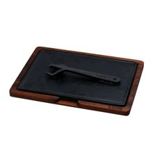 Lava 20x30 cm Siyah Ahşap ve Döküm Demir Hot Plate Servis Tahtası