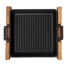 Lava 26x26 cm Metal Kulplu Ahşap Standlı Döküm Izgara Tava