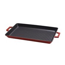 Lava 26x32 cm Kırmızı Döküm Dikdörtgen Metal Kulplu Izgara Tava