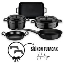 Lava Döküm 5X Trendy Serisi Siyah 8 Parça Tencere Tava Seti