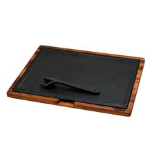 Lava Döküm Ahşap ve Döküm Demir Hot Plate Ölçü 30x40 cm Siyah Servis Tahtası