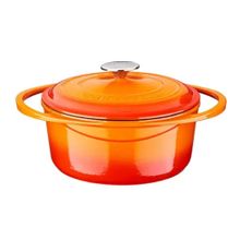 Lava Döküm Demir Kapak Heritage Serisi Çap 24 cm Turuncu Döküm Yuvarlak Tencere