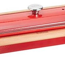 Lava Döküm Kırmızı 11x29 cm Ekmek Kabı ve Ahşap Standı