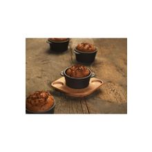 Lava Döküm Yuvarlak Sufle 8 CM Sos Kabı ve Ahşap Altlığı