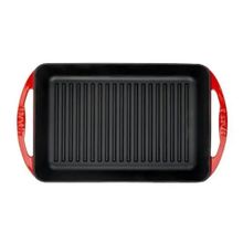 Lava Kırmızı Dikdörtgen Metal Kulplu Izgara Döküm 22x32 cm Tava