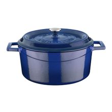 Lava Mavi Metal Döküm 24 cm Yuvarlak Tencere