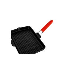 Lava Silikon Tel Saplı Ölçü 21x36 cm Kırmızı Döküm Dikdörtgen Sığ Izgara Tavası