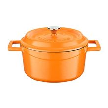 Lava Spring Yuvarlak 20 cm Mat Parlak Siyah Taban Turuncu Döküm Tencere