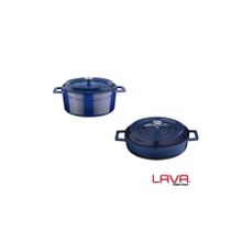 Lava Trendy 2'li 24 cm ve 28 cm Yayvan Mavi Tencere Seti