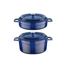 Lava Trendy Mavi 28 cm 2'li Derin Basık Tencere Set