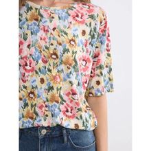 LC Waikiki Pembe Çiçekli Kadın Tişört - 2XL