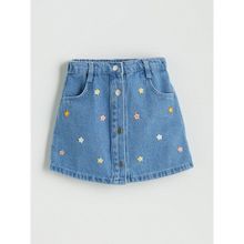 Lc Waikiki Yeni Sezon Beli Lastikli Nakışlı Kız Çocuk Jean Etek - Indigo - 9 - 12 Ay