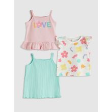 Lc Waikiki Yeni Sezon Çiçekli Kız Bebek Bluz 3'lü - Pembe - 18 - 24 Ay