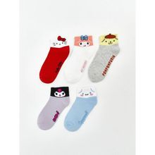 Lc Waikiki Yeni Sezon Hello Kitty ve Arkadaşları Desenli Kız Çocuk Patik Çorap 5'li - 33 - 35 - Canlı Kırmızı