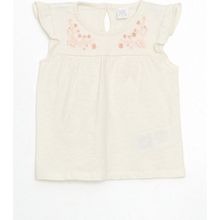 Lc Waikiki Yeni Sezon Nakışlı Kolu Fırfırlı Kız Bebek Bluz - Ekru - 3 - 6 Ay