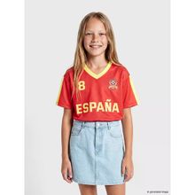 Lcw Kids Kırmızı İspanya Baskılı Kız Çocuk Forma Tişört