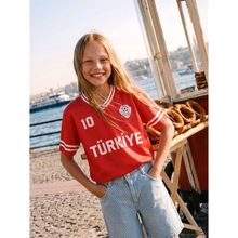 Lcw Kids Kırmızı Türkiye Baskılı Kız Çocuk Forma Tişört