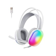 Lecoo HT409 Beyaz USB Kablolu RGB LED Aydınlatmalı Mikrofonlu Kulak Üstü Gaming Oyuncu Kulaklık