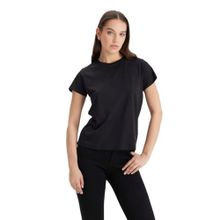 Lee Bisiklet Yaka Siyah Kadın T-Shirt