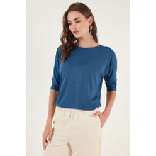 Lela 5861416Y İndigo Bisiklet Yaka Kadın Bluz