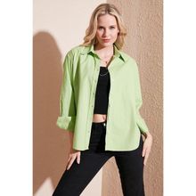 Lela CF21S163867 Fıstık Yeşil Kadın Gömlek
