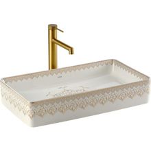 Lena EY-7034 Beyaz-Altın Tezgah Üstü Lavabo